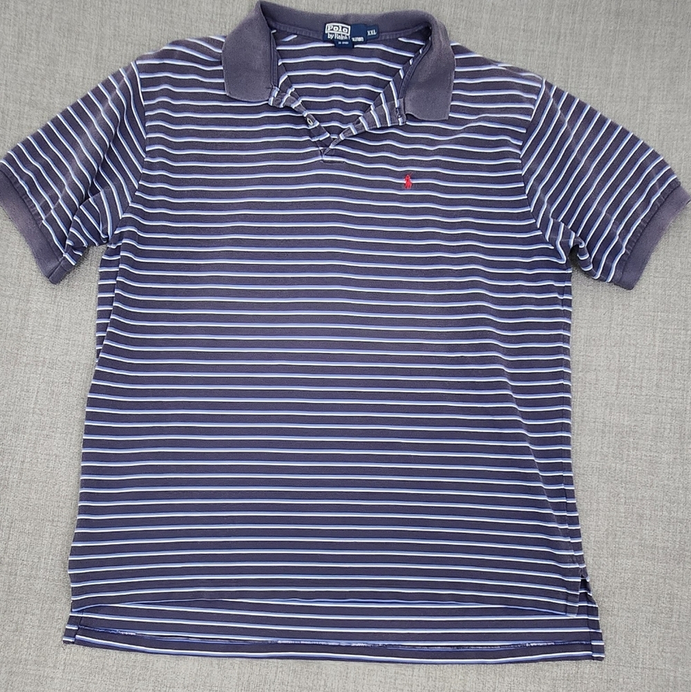 Polo by Ralph Lauren Navy & White Striped Polo with Red Pony